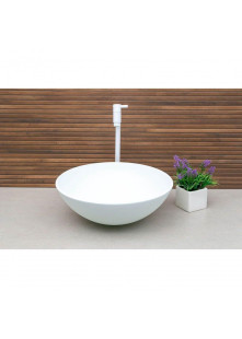 Cuba Para Banheiro De Vidro Redonda 35 Cm Cor: Branco Matte