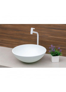 Cuba Para Banheiro De Vidro Redonda 35 Cm Cor: Branco Matte