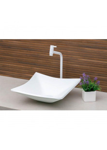 Cuba Para Banheiro De Vidro Quadrada Rt 34cm Branco Matte