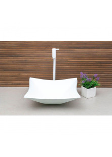 Cuba Para Banheiro De Vidro Quadrada Rt 34cm Branco Matte