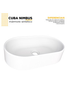 Cuba De Apoio Para Banheiro em Mármore Sintético Nimbus Branco - Cozimax