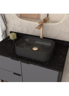 Cuba Pia Para Banheiro Lavabo Preto Sobrepor Luna Cozimax