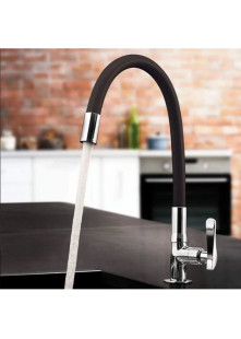 Torneira Cozinha Flexível Gourmet Mesa Bancada Pia 50cm Luxo Silicone Preto Bancada