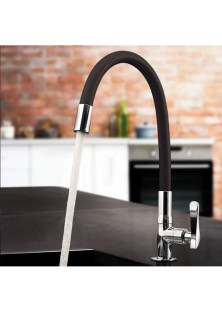 Torneira Cozinha Flexível Gourmet Mesa Bancada Pia 50cm Luxo Silicone Preto Bancada